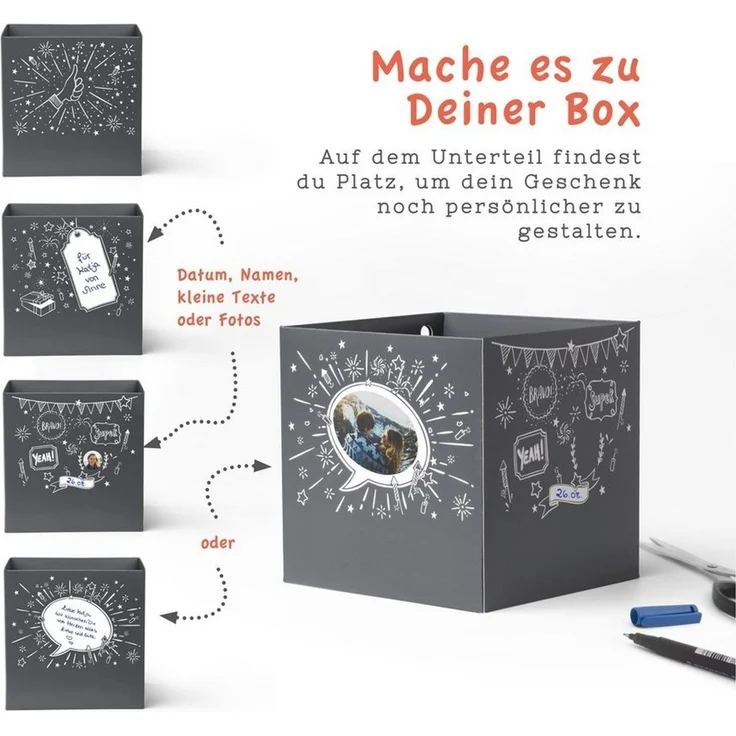 SURPRISA Geschenkbox Geschenkbox mit Samt und Glanz, Rätselbox für Geschenke und Gutscheine, zum Valentinstag, Jahrestag, Hochzeitstag – Bild 3