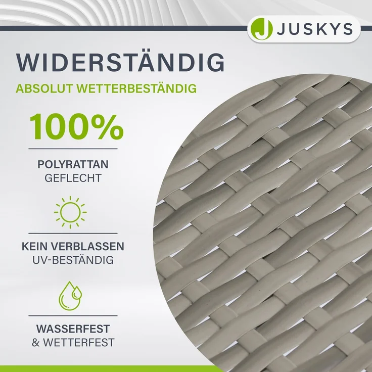 Juskys Polyrattan Gartenstühle Yoro 2er Set - mit Armlehnen & Rückenlehne - 2 Stühle stapelbar - Rattan Stuhl Garten - Stapelstuhl Grau-meliert – Bild 6