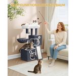 Kratzbaum, 98cm Kleiner Katzenbaum, Geräumiges und Stabile, mit Weiche Große Plattform, Plüschbälle, Höhlen, Kratzsäulen, Katzenkratzbrett, Dunkelgrau