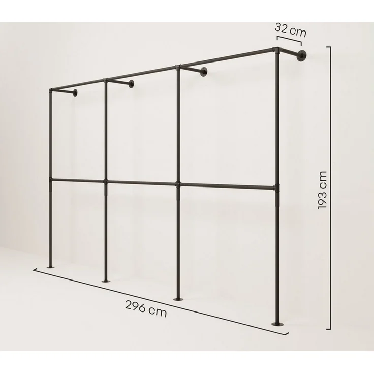 pamo. design Kleiderständer TIM DOUBLE Industrial Kleiderstange zur Wandmontage, (Set, 1) – Bild 2