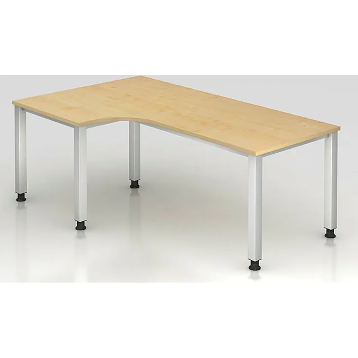 Winkeltisch QS82 4Fuß eckig 200x120cm 90° Ahorn Gestellfarbe: Silber