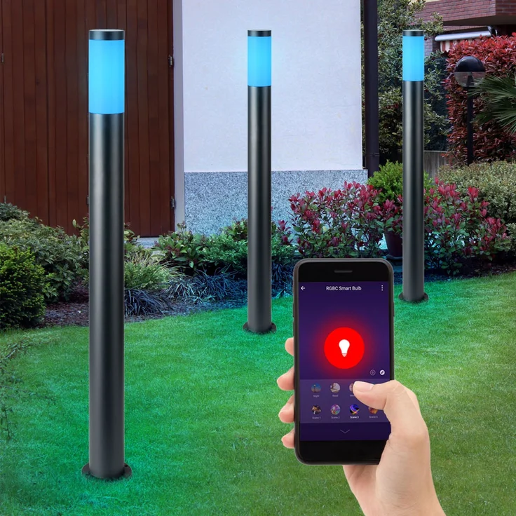 RGB LED Stehleuchte, Edelstahl, anthrazit, App-/Sprachsteuerung – Bild 5