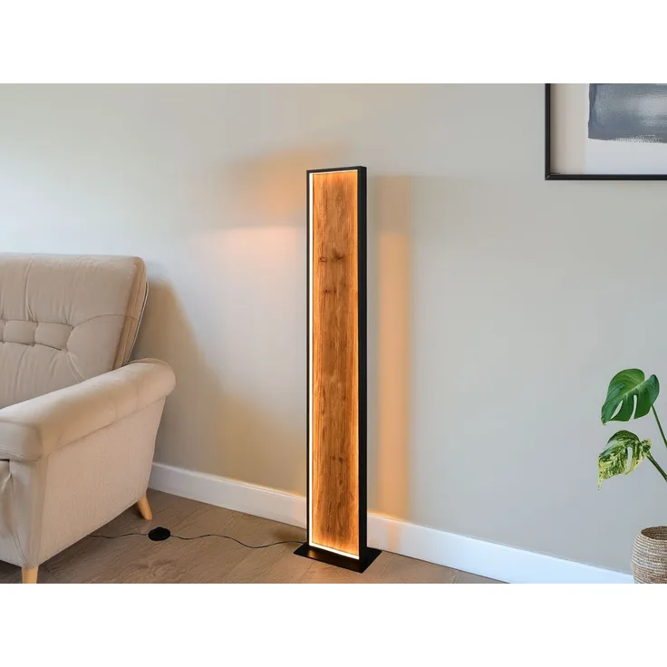 LED Stehleuchte KALEA klein aus Naturholz dimmbar, Höhe 120cm