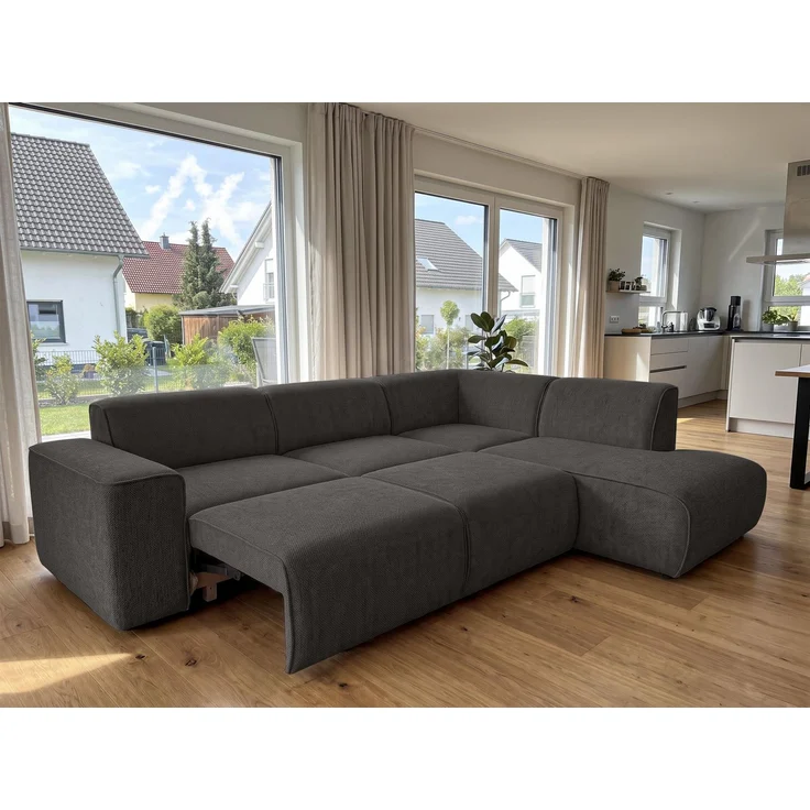 AX LIVING Wohnlandschaft mit Schlaffunktion Ruyam Grau Sofa R – Bild 2