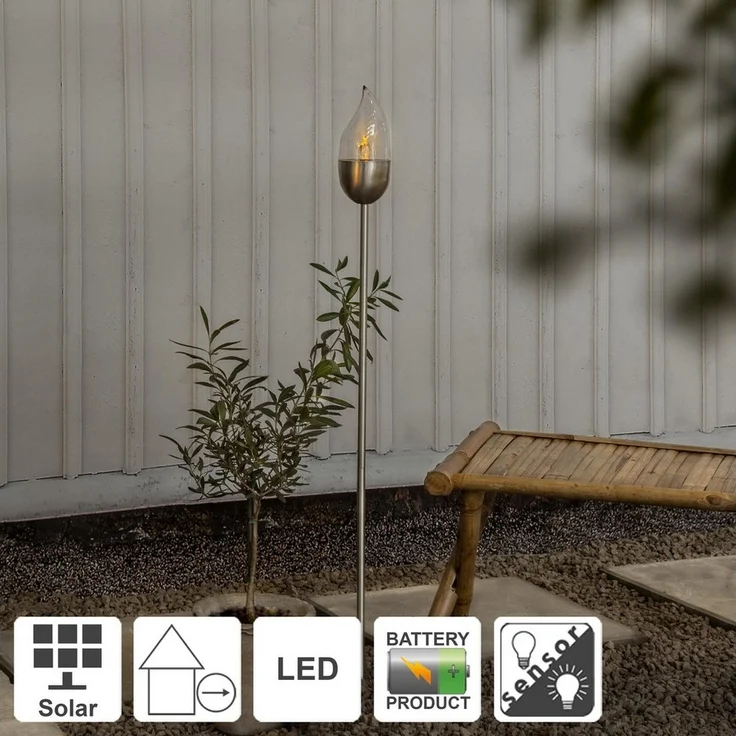 LED-Solar-Fackel "Olympus", Edelstahl, 8, 5x110 cm – Bild 2