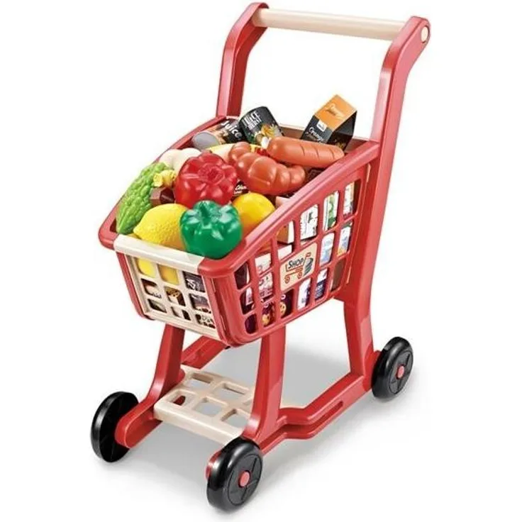 ToyToyToy Einkaufswagen mit Lebensmittel 28 teilig für Puppenküche 525996