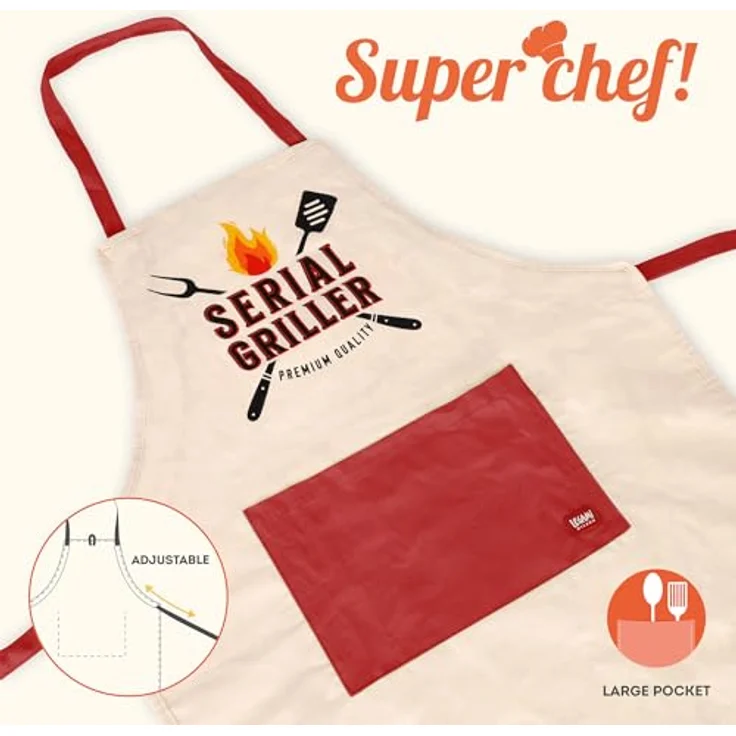 Legami Schürze Super Chef Serial Griller, rot / beige – Bild 3