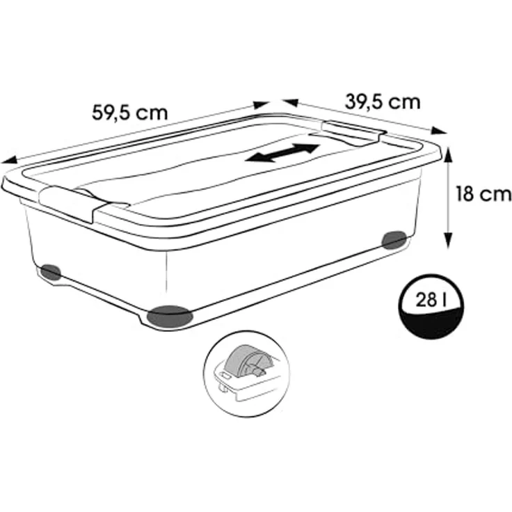 keeeper Organizer konrad (Set, 2 St), Aufbewahrungsbox, 28 L, mit Rollen, Deckel, Schiebeverschluss – Bild 2