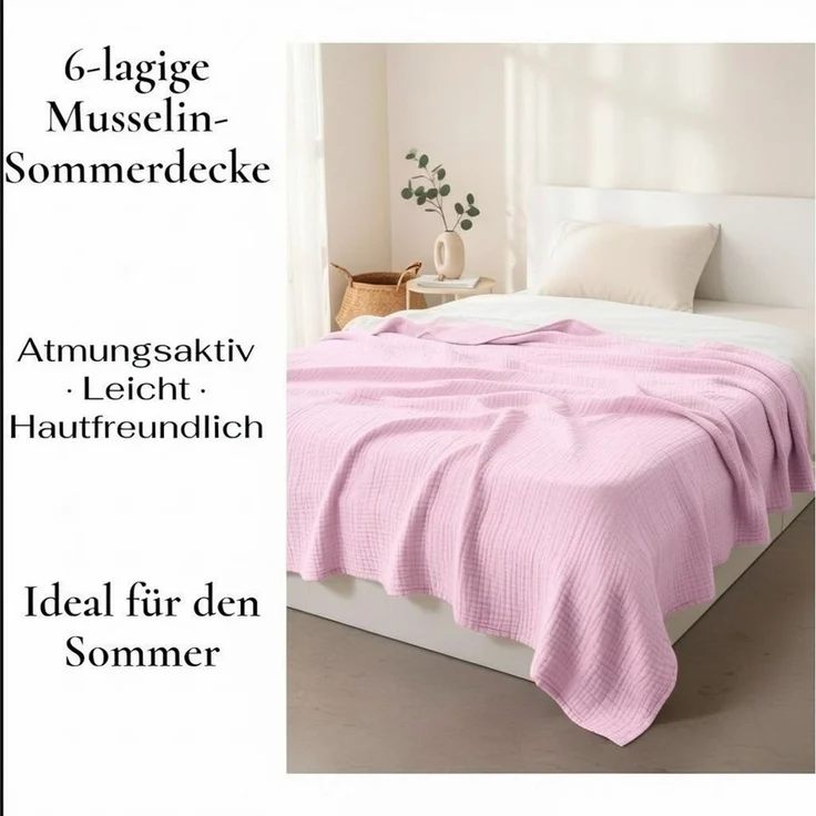 Wohndecke Musselin Decke, JASLIFE, Sommerdecke,100% Baumwolle – Bild 4