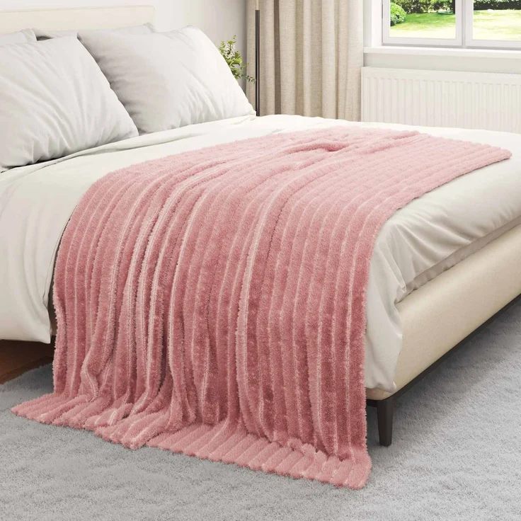 vidaXL Überwurfdecke Rosa 200x150 cm Fleece 42016862 – Bild 3