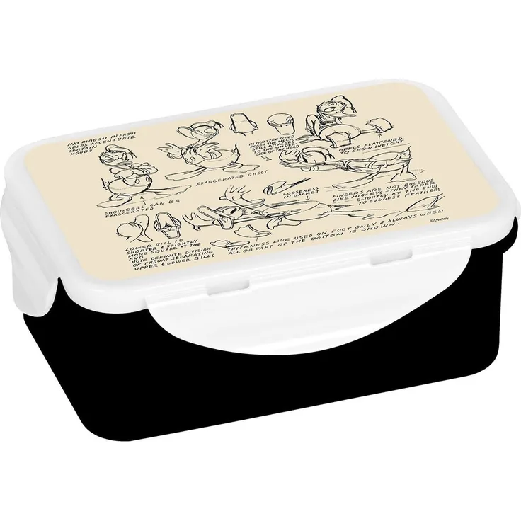 Geda Labels GmbH Lunchbox Donald Duck Vintage, PP, (1-tlg), Schwarz, 18x13x8cm, spülmaschinengeeignet