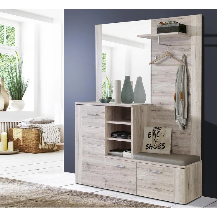 Kompaktgarderobe >Chevy< in Sandeiche Nachbildung - 155.2x200x41.6cm (BxHxT)
