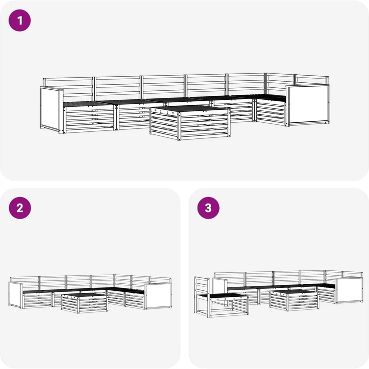 vidaXL Outdoor-Sofagarnitur 7 stk. 6-Sitzer Natur Massivholz Akazie 3383437 – Bild 8