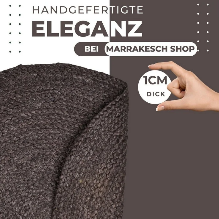Marrakesch Orient & Mediterran Interior Teppich Ethno Boho Deko Jute Teppich Abrila Rund 80cm Braun, Handarbeit – Bild 3