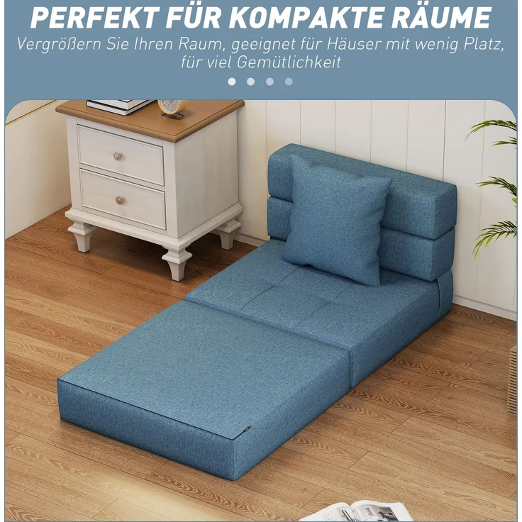 JARDJ Schlafsessel Relaxsessel Gästebett, abnehmbarer Bezug, 70 cm x 70 cm x 61 cm, Dunkelblau – Bild 8