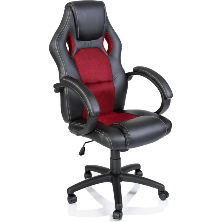 Tresko Racing Chefsessel Bürostuhl Drehstuhl Schalensitz Bürosessel Schreibtischstuhl schwarz/rot – Bild 6