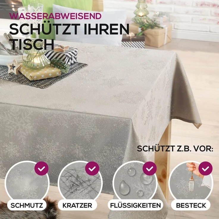 Beautex Tischdecke Lurex Tischdecke Weihnachten, Silber Gold glänzend, Weihnachtstisch (1-tlg) – Bild 3