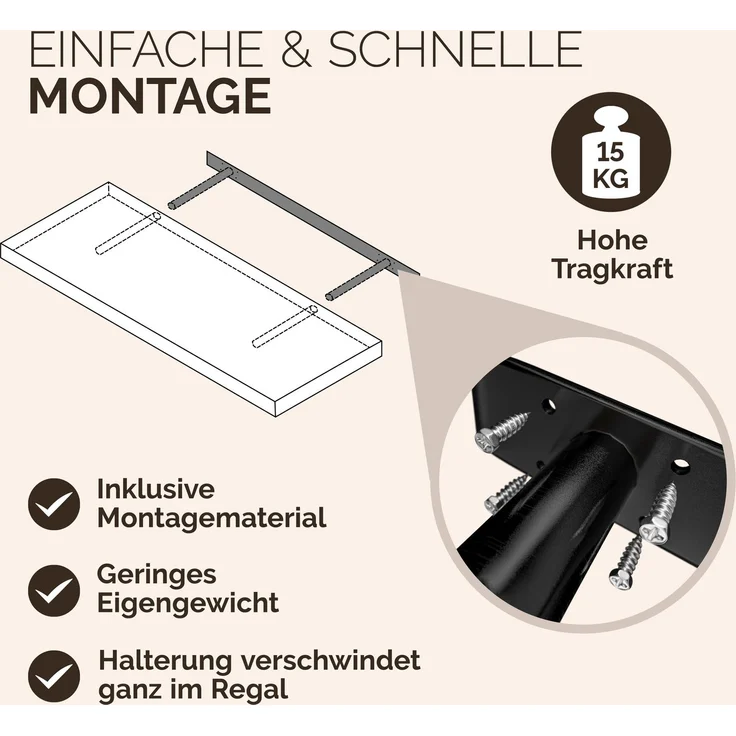 CASARIA® 3x Wandregal 110cm Holz Eiche Regal – Bild 6