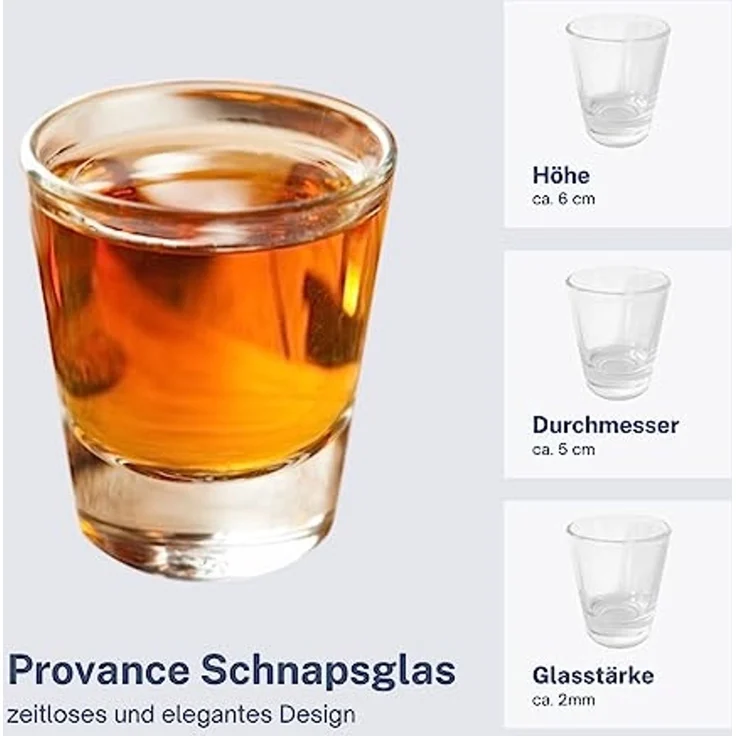 Provance Schnapsglas 6 Stück Schnapsglas Shot Kurzer Shotgläser Tequila 2cl 4cl 20ml 40ml, 6-tlg, Glas – Bild 4