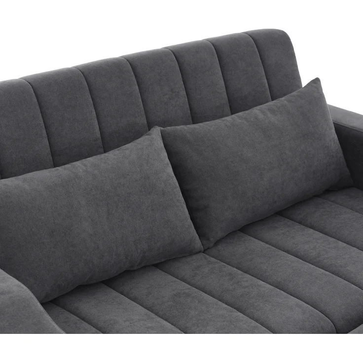 Multifunktions Schlafsofa mit 3-fach Rückenlehne & Getränkehalter, Baumwoll-Leinen, 136x162x84 cm, Grau – Bild 4