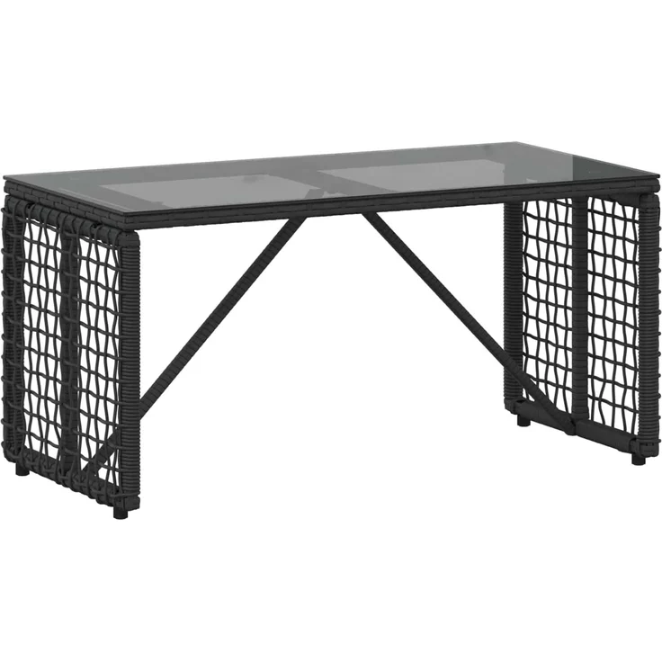 vidaXL Tisch für Outdoor Schwarz 80 x 40 x 40 cm PE Rattan und Glas 42025182 – Bild 2