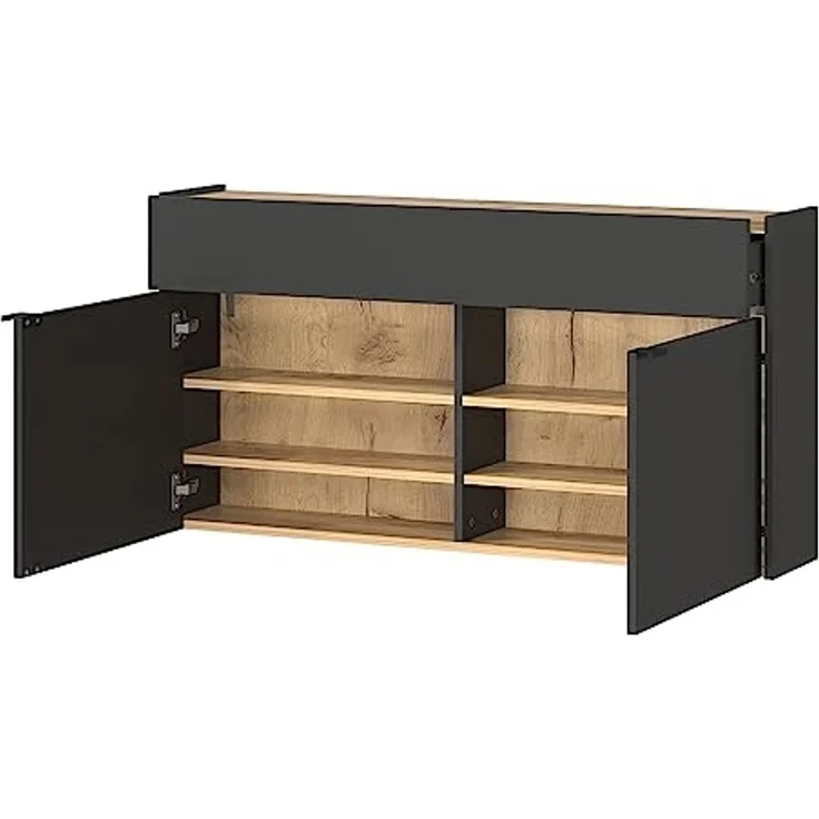 Lomadox Schuhschrank ABERDEEN-01 graphit mit Eiche Nb, ideal für schmale Flure, 110/57/22 cm – Bild 4