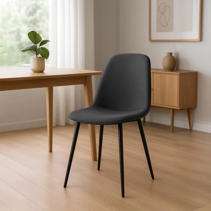 Esszimmerstuhl RAZON - Stoff Dunkelgrau 45x54x88 cm | Essstühle Esszimmerstühle Küchenstühle Wohnzimmerstühle – Bild 2