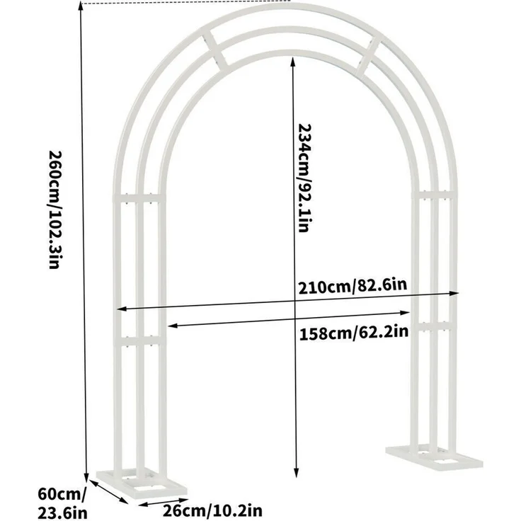 UNHO Gartenbogen aus Metall Weiß 210 x 60 x 260 cm – Bild 4