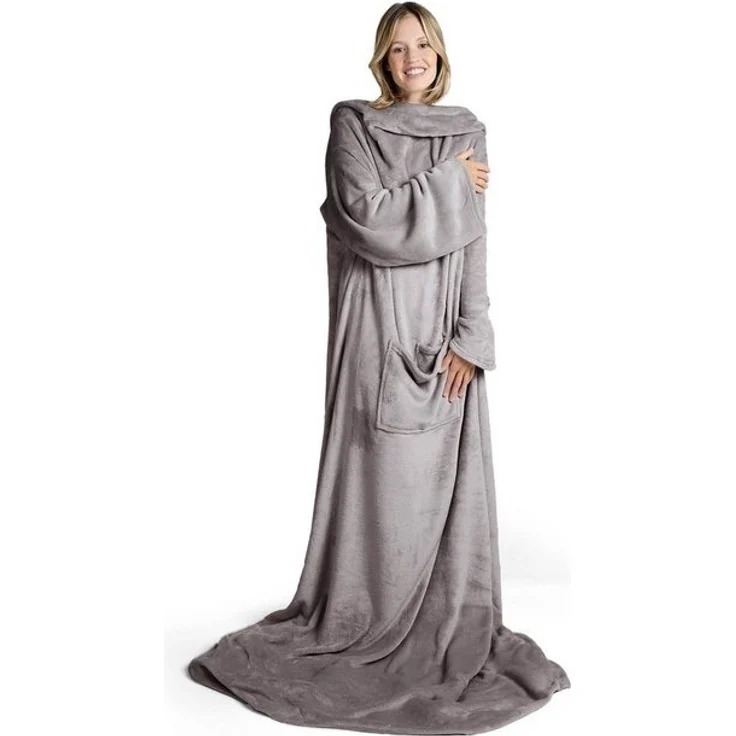 Wohndecke Kuscheldecke mit Ärmeln und Fußtasche, Blumtal – Bild 4