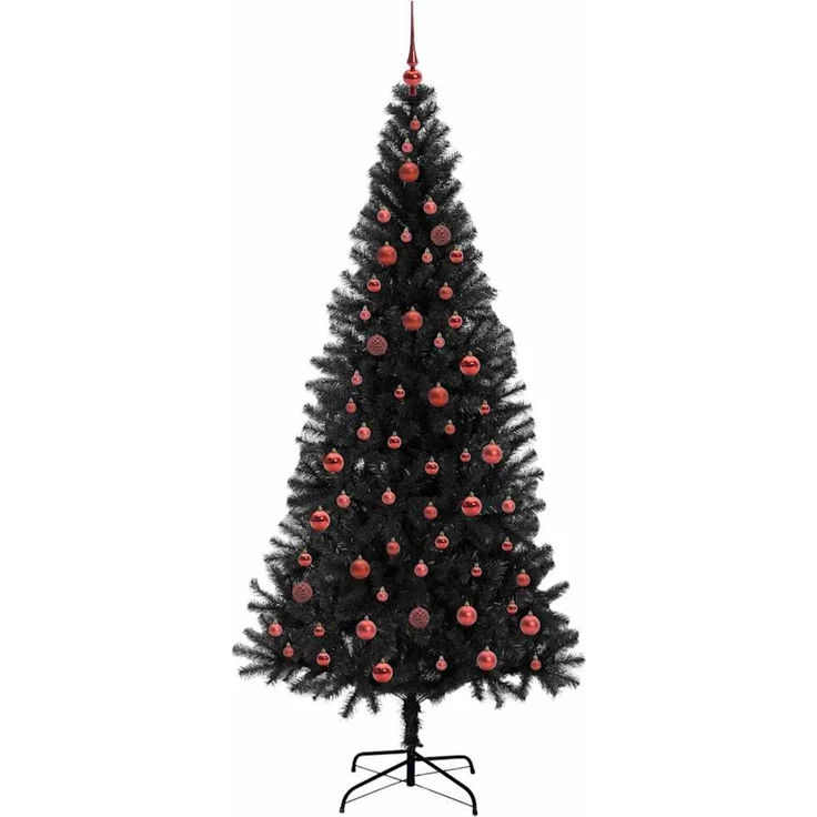 vidaXL Weihnachtsbaum mit LED-Beleuchtung Schwarz 210 cm PVC und Stahl 3396487 – Bild 4