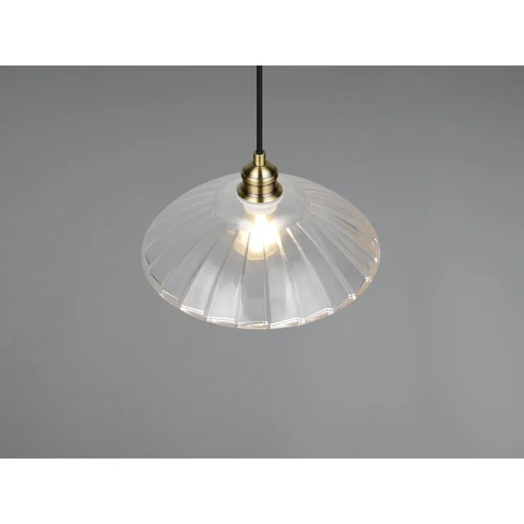 Pendelleuchte ELUNA einflammig, Altmessing mit Glasschirm klar, Ø 29,5cm – Bild 6