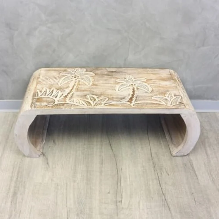 Oriental Galerie Beistelltisch Beitelltisch Brückentisch Palmen Natur Weiß Mittel, Nachttisch, Couchtisch, Laptoptisch – Bild 2