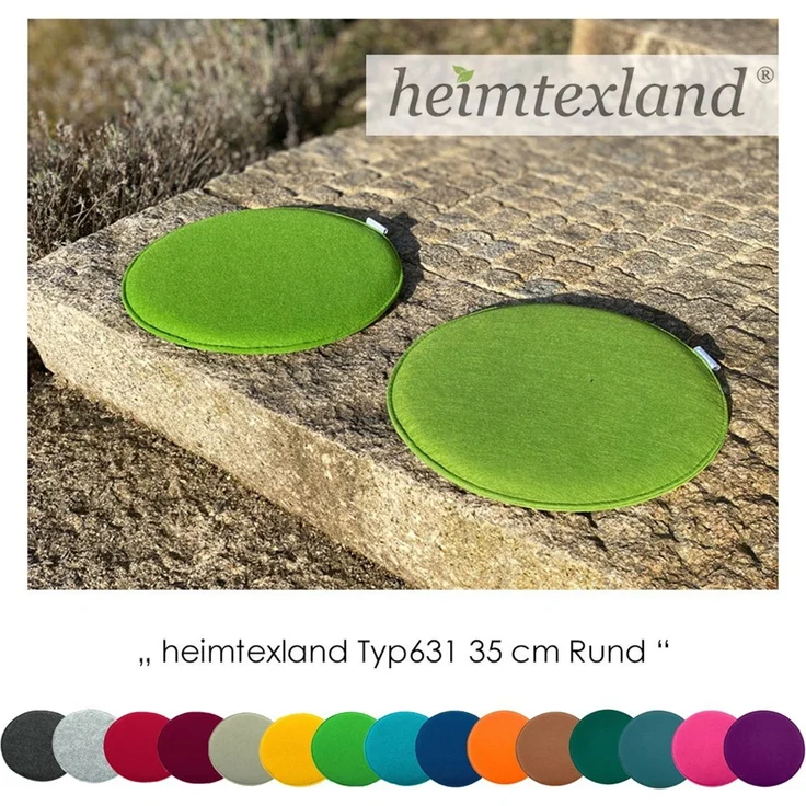 heimtexland ® Sitzkissen Set Filz Stuhlkissen Stuhlauflage Filzkissen Stuhl Polster Kissen Typ631 2er Set 35 cm Rund Anthrazit – Bild 2