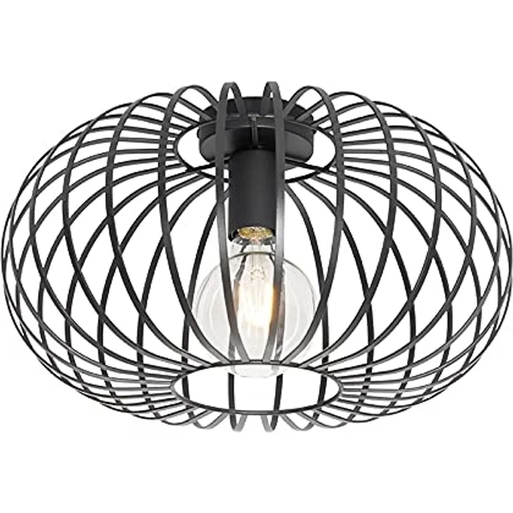 Qazqa Deckenleuchte Johanna, ohne Leuchtmittel, E27, Schwarz, Design, Stahl, 1-flammig – Bild 1