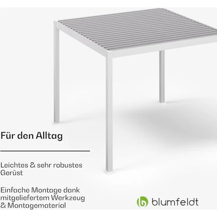blumfeldt Pavillon LuminaHaven, Pergola 3x3m mit pulverbeschichtetem Aluminiumrahmen, wetterfest und UV-Schutz 50+ – Bild 6