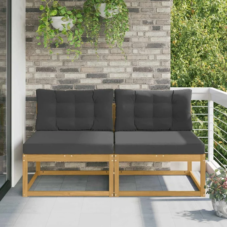 vidaXL Outdoor Mittelsofa 2 stk. 2-Sitzer Massivholz Akazie 901543 – Bild 1