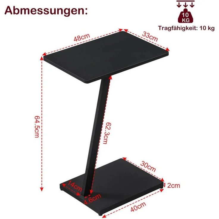EUGAD Beistelltisch (1-St), C Form, Couchtisch mit Metallgestell, für Couch – Bild 2