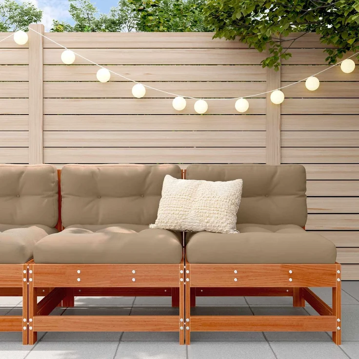 vidaXL Garten Mittelssofa Massives Kiefernholz Wachsbraun 865496 – Bild 1