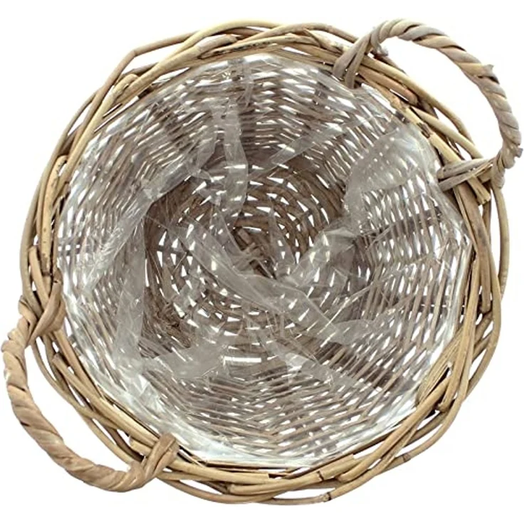 Pflanzkorb "Rattan" groß, Ø 40x30 cm Blumentopf, Pflanztopf, Pflanzkübel für Draußen, Blumenkübel – Bild 4