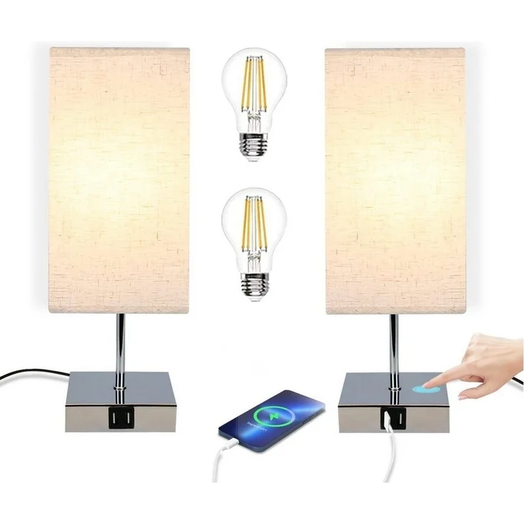 Nettlife Nachttischlampe Nachttischlampe touch dimmbar mit Ladefunktion USB, mit Ladefunktion USB, LED wechselbar, für Schlafzimmer kinderzimmer Bedside – Bild 1