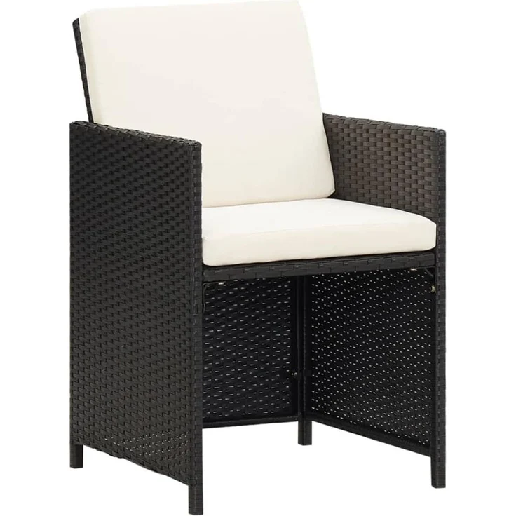 vidaXL 5-tlg. Garten-Essgruppe mit Kissen Poly Rattan Schwarz 3095518 – Bild 3