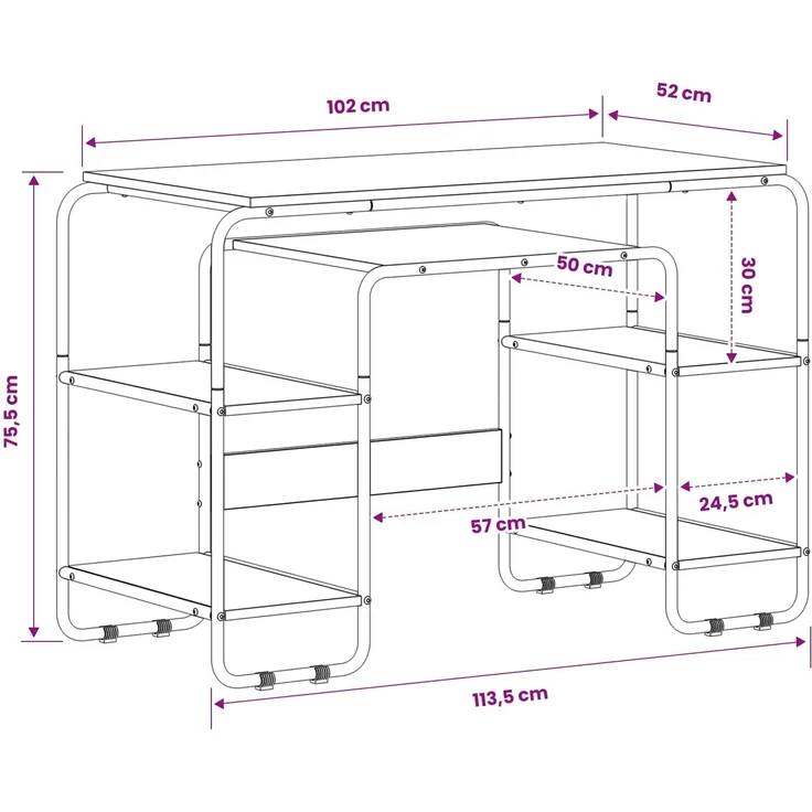 vidaXL Schreibtisch mit Stauraum Schwarz Eichen-Optik 8008032 – Bild 7