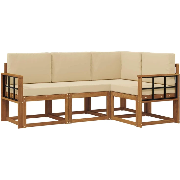 vidaXL Outdoor-Sofagarnitur mit Kissen 4 pcs Natur und Beige 3366336 – Bild 2