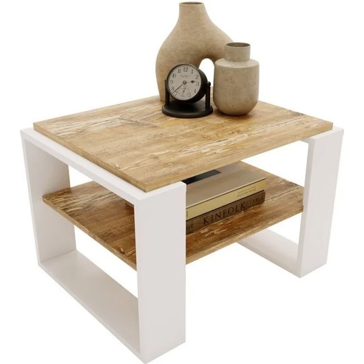 CraftPAK Couchtisch Wohnzimmertisch aus hochwertigem Holz - Couchtisch 54T x 63B x 44H cm – Bild 2