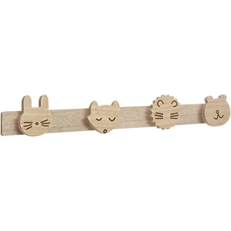 Kleiderhaken, Holz, 4 Köpfe, Wildtiere - Atmosphera for kids