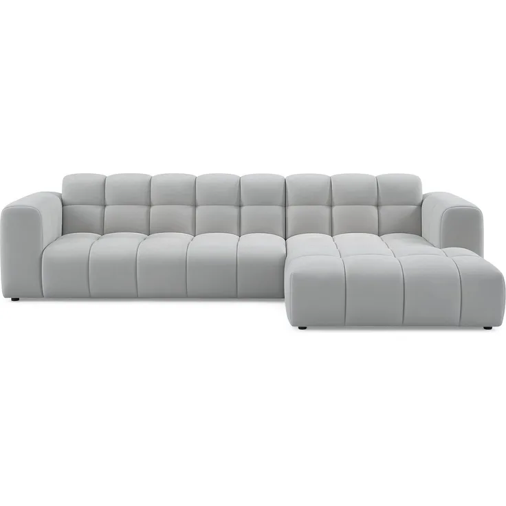 Selsey 'Boloon' Ecksofa L-Form, 3-Sitzer, rechts, Samt Hellgrau, 300 cm
