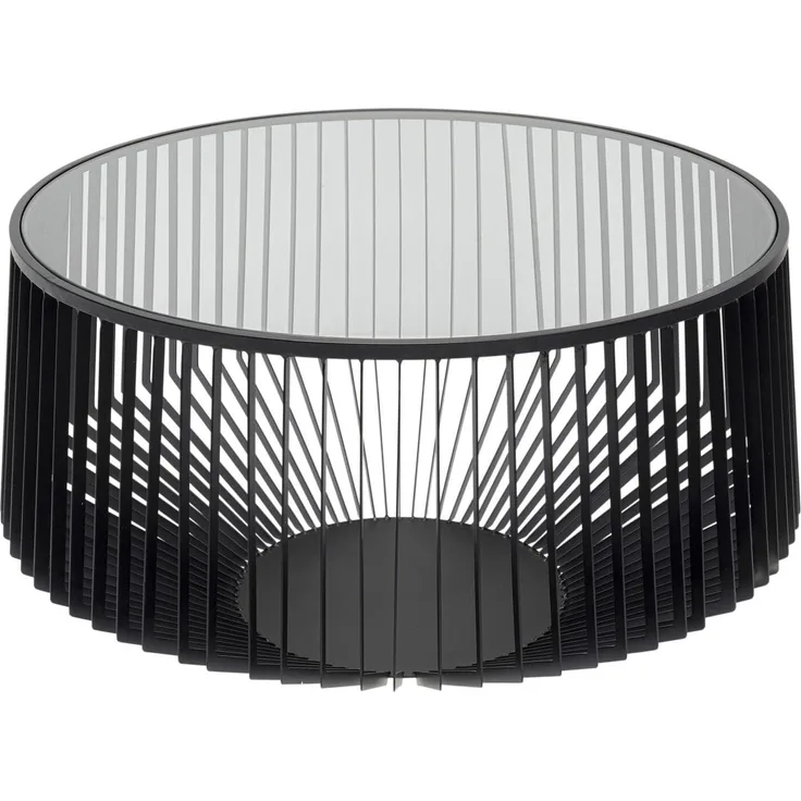 Kare Design Couchtisch Corinne, Schwarz, 80cm Durchmesser, Sicherheitsglas, Pflegeleicht, Designer Gestell, Runder, Wohnzimmertisch, Edelstahl, Glas Tischplatte, 42 x 80 x 80 cm (H/B/T)