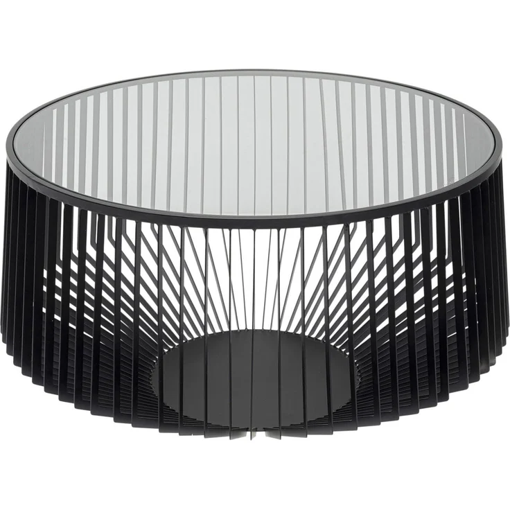 Kare Design Couchtisch Corinne, Schwarz, 80cm Durchmesser, Sicherheitsglas, Pflegeleicht, Designer Gestell, Runder, Wohnzimmertisch, Edelstahl, Glas Tischplatte, 42 x 80 x 80 cm (H/B/T)