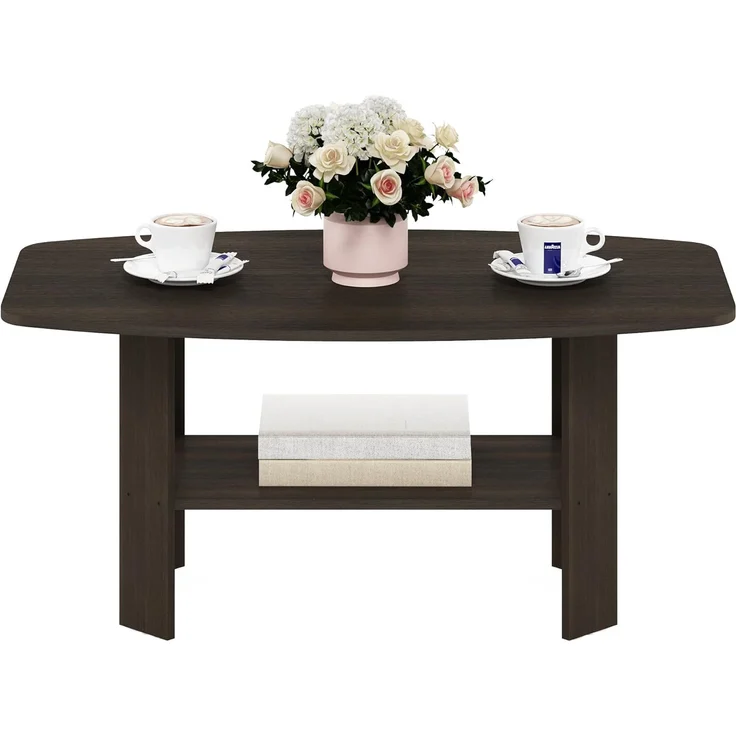 Furinno Couchtisch im schlichten Design, Dunkelbraun – Bild 6