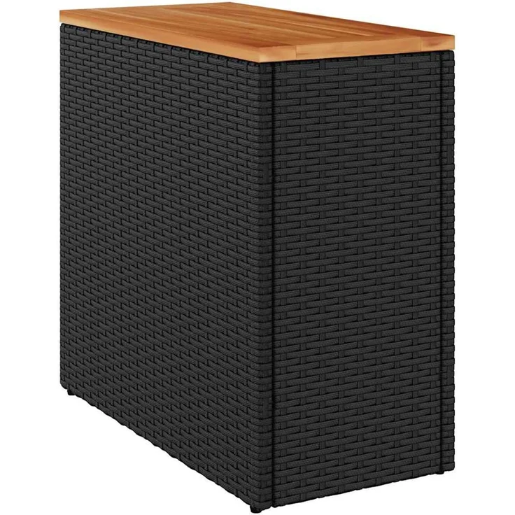 Gartentisch, Beistelltisch, Balkontisch mit Holzplatte Schwarz 58 x 27,5 x 55 cm Poly Rattan – Bild 7